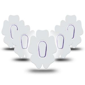 ExpressionMed White Dexcom G6 Flower Shape Tape 5-Pack Tape and 5-Pack Sticker Pure Color, Adhesive Patch Continuous Glucose Monitor Design