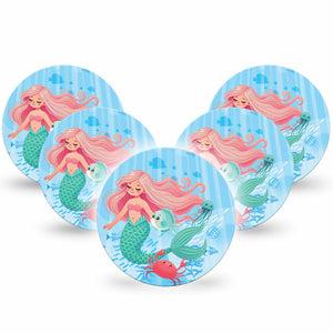 ExpressionMed Mermaid Dexcom G7 Overpatch, Dexcom Stelo Glucose Biosensor System, 5-Pack Tape Mermaid And Sea Creatures, Overlay Tape CGM Design