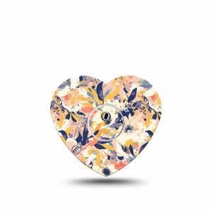 ExpressionMed Tinted Blooms Freestyle Libre 3 Heart Shape Tape Single Tape and Single Sticker Artistic Flower Painting Patch CGM Design