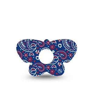ExpressionMed Independence Paisley Freestyle Libre 3 and Libre 3 Plus Butterfly Shape Tape Single Tape Cool Paisley Print, Overlay Patch CGM Design