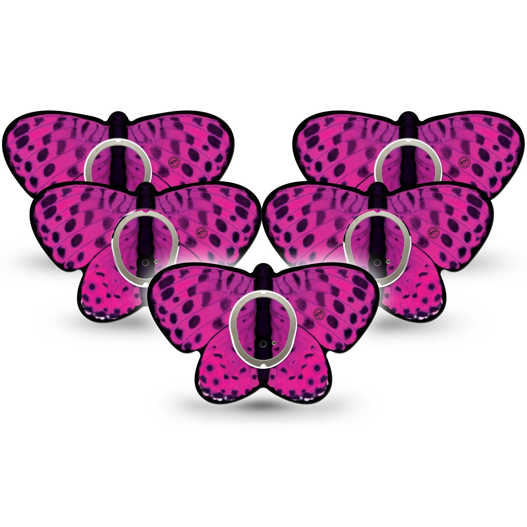 ExpressionMed Spotted Pink Butterfly Dexcom G7 Butterfly Shape Tape, Dexcom Stelo Glucose Biosensor System,  5-Pack Tape and 5-Pack Sticker Captivating Pink Butterfly Adhesive Tape CGM Design