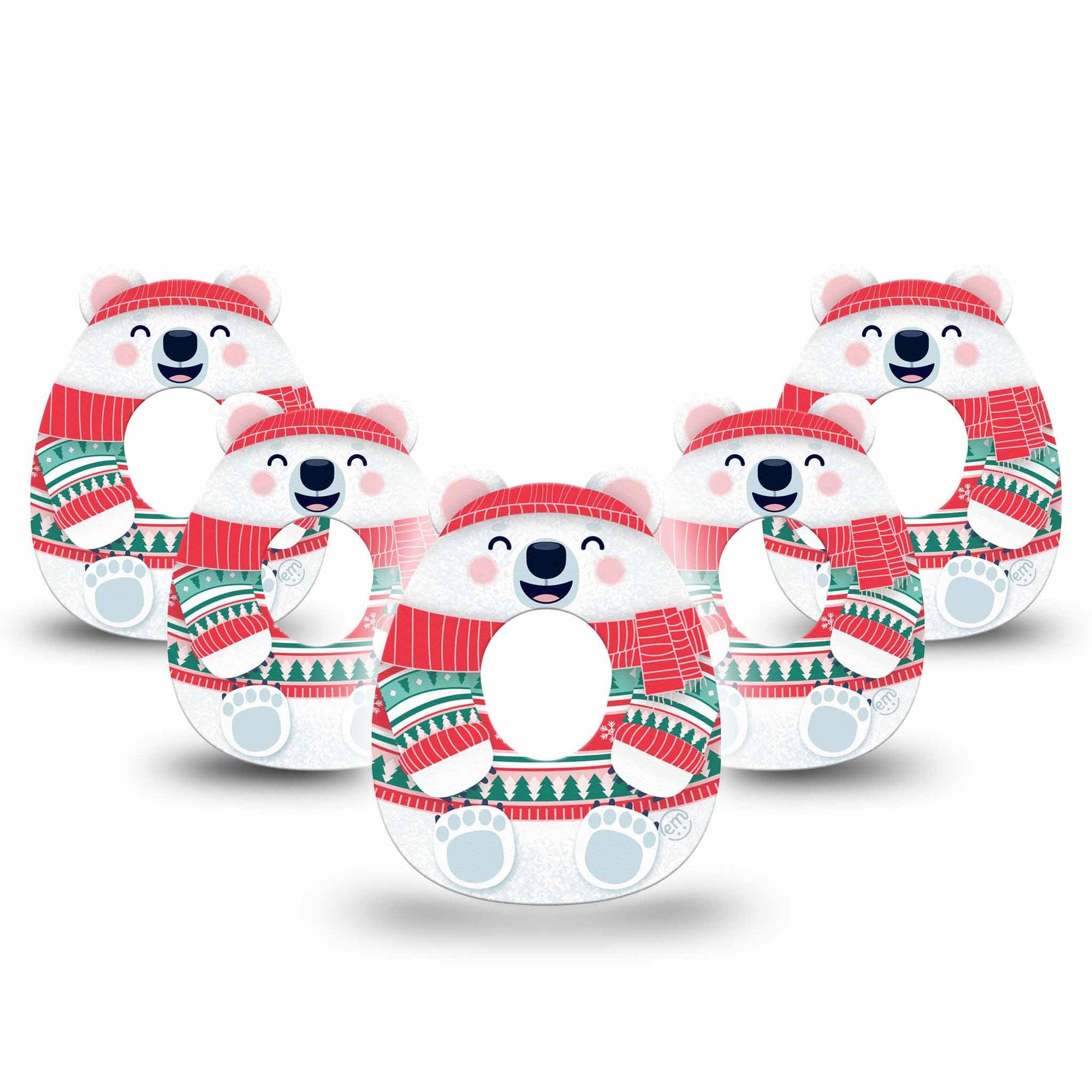 ExpressionMed Cozy Polar Bear Dexcom G7 Gumdrop Shape Tape, Dexcom Stelo Glucose Biosensor System, 5-Pack Tape Polar Bear Squishmallow-Inspired, Patch CGM Design