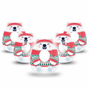 ExpressionMed Cozy Polar Bear Dexcom G7 Gumdrop Shape Tape, Dexcom Stelo Glucose Biosensor System, 5-Pack Tape Polar Bear Squishmallow-Inspired, Patch CGM Design