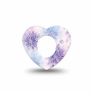 ExpressionMed Wisteria Fade Dexcom G7 and Dexcom Stelo Glucose Biosensor System Heart, Single Tape Periwinkle petals Decorative Patch for CGM