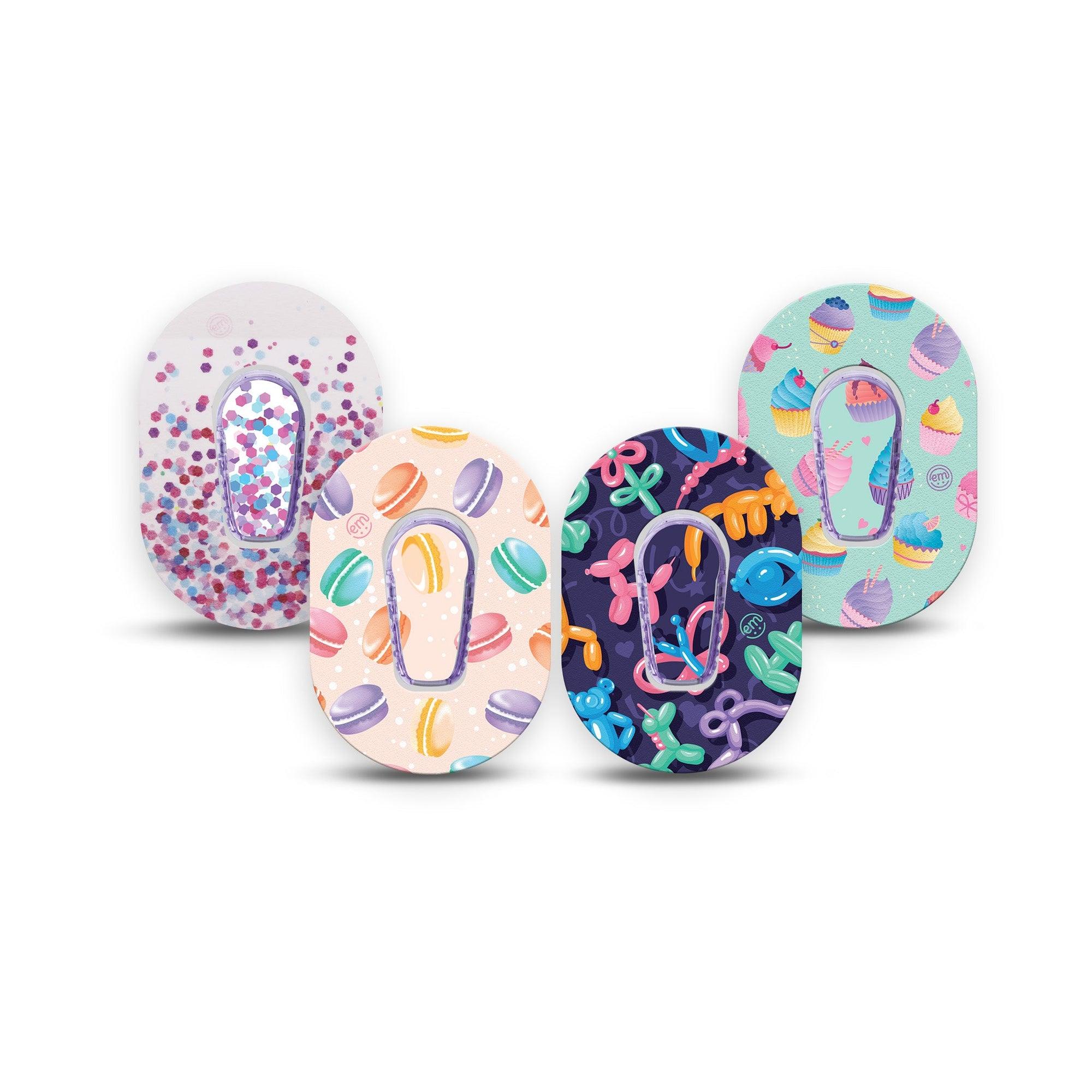 ExpressionMed Birthday Party Variety Pack Dexcom G6 Mini Tape 4-Pack Tape and 4-Pack Sticker Variety Kids Birthday Party, Adhesive Tape CGM Design