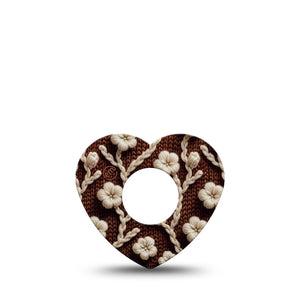 ExpressionMed Cozy Sweater Infusion Set Heart Shape Tape, 5-Pack Tape Crochet Inspired Flowers, Adhesive Tape Continuous Glucose Monitor Design