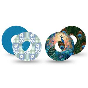 ExpressionMed Ornate Peacock Freestyle Libre 3 and Libre 3 Plus, 4-Pack Tape colorful peacock illustration Best Covers for CGM