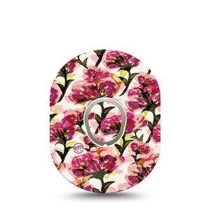 ExpressionMed Maroon Flowers Dexcom G7 Tape, Dexcom Stelo Glucose Biosensor System, Single Tape and Single Sticker Wine Red Gossamer Florals, Overlay Tape CGM Design