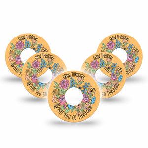 ExpressionMed Strength in Bloom Freestyle Libre 3 and Libre 3 Plus, 5-Pack Wise quote and bouquet Sensor Decoration for CGM