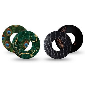 ExpressionMed Velvet Royale Variety Pack Freestyle Libre and Libre 2 Plus Tape, Abbott Lingo, 4-Pack Tape Variety Green Black Texture Mix, Fixing Ring Tape Continuous Glucose Monitor Design