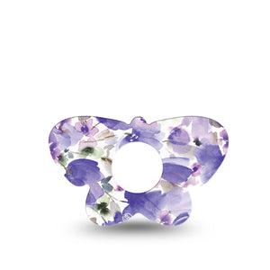 ExpressionMed Italian Blooms Infusion Set Butterfly Shape Tape 5-Pack Timeless Purple Florals Plaster Continuous Glucose Monitor Design