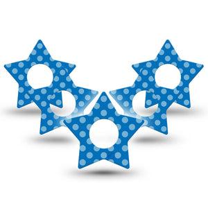 ExpressionMed Blue Polka Dots Infusion Set Star Shape Tape, 10-Pack Tape Blue Dots Classic, Fixing Ring Patch Continuous Glucose Monitor Design