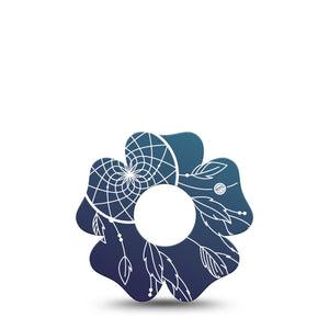 ExpressionMed Blue Dreamcatcher Infusion Set Flower Shape Tape 5-Pack Tape Ocean Hues Plaster Continuous Glucose Monitor Design