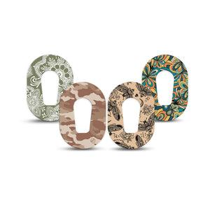 ExpressionMed Khaki Florals Variety Pack Dexcom G6 Mini Tape 4-Pack Tape Variety Green-Brown Floral Prints, Adhesive Tape CGM Design
