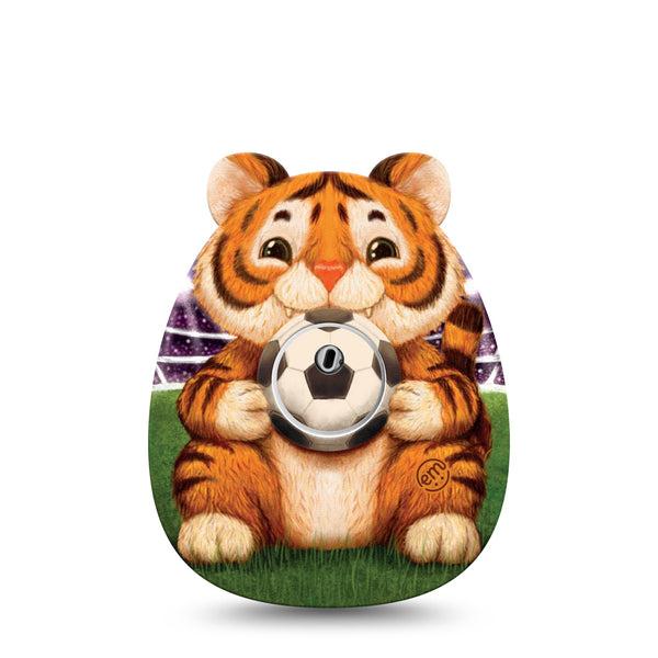 ExpressionMed Playful Tiger Freestyle Libre 3 and Libre 3 Plus, Single Tape and Single Sticker sporty tiger graphic Accessories for Continuous Glucose Monitor