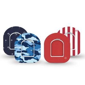 ExpressionMed USA Basics Omnipod Mini, tape and sticker  americana colors Waterproof Sensor Cover For Pump
