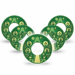 ExpressionMed Dorothy and Friends Freestyle Libre and Libre 2 Plus Tape, Abbott Lingo, 5-Pack Tape Yellow Brick Road, Fixing Ring Tape Continuous Glucose Monitor Design