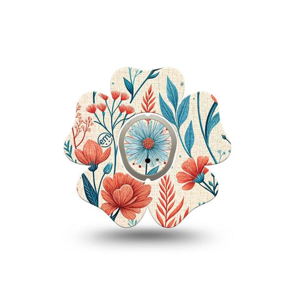 ExpressionMed Desert Wildflower Dexcom G7 and Dexcom Stelo Glucose Biosensor System Flower, Single Tape and Single Sticker Bold desert flower pattern Patch for CGM