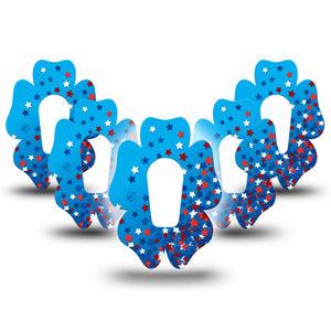 ExpressionMed Confetti Stars Dexcom G6 Flower Shape Tape 5-Pack Tape Star Sprinkles, Adhesive Patch Continuous Glucose Monitor Design