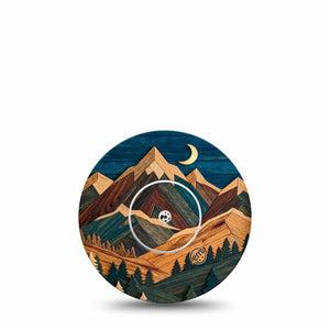 ExpressionMed Wood Mountains Freestyle Libre, Libre 2 Plus, and Abbott Lingo, Single Tape and Single Sticker nature inspired print Overlay Patch for CGM