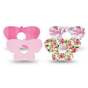 ExpressionMed Soft Pink Freestyle Libre 3 and Libre 3 Plus Butterfly, 4-Pack Tape Adorable pink petals Waterproof Plaster for CGM