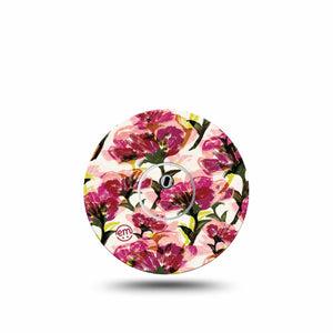 ExpressionMed Maroon Flowers Freestyle Libre 3 and Libre 3 Plus Sticker and Tape  Dark Red Floaty Florals, Vinyl Sticker and Tape Pairing CGM Design