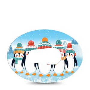 ExpressionMed Penguins In Row Dexcom G6 Tape Single Tape Group of Holiday Penguins, Plaster CGM Design