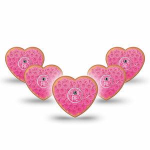 ExpressionMed Cutie Pie Cookie Freestyle Libre 3 Heart Shape Tape 5-Pack Tape and 5-Pack Sticker Valentine's Day Heart Cookie, Patch CGM Design