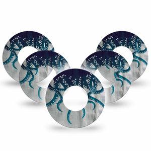 ExpressionMed Tentacles Freestyle Libre and Libre 2 Plus Tape, Abbott Lingo, 5-Pack Tape Gradient Tentacles, Fixing Ring Tape Continuous Glucose Monitor Design