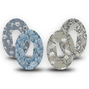 ExpressionMed Graceful Shores Dexcom G6, 4-Pack Tape Seashells cranes Decorative Adhesive Tape for CGM