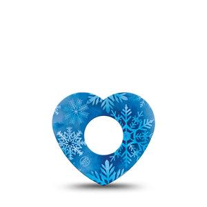 ExpressionMed Falling Snow Infusion Set Heart Shape Tape, 5-Pack Tape Blue Crystals, Adhesive Tape Continuous Glucose Monitor Design
