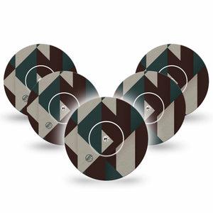 ExpressionMed Timberline  Freestyle Libre, Libre 2 Plus, and Abbott Lingo, 5-Pack Tape and 5-Pack Sticker Abstract forest inspired Accessories for Continuous Glucose Monitor