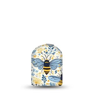 ExpressionMed Busy Bees Omnipod Sticker, Pod Full Wrap Sticker Navy and gold bees Best Covers For Pump