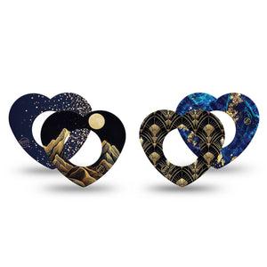 ExpressionMed Midnight Majesty Variety Pack Freestyle Libre, Libre 2 Plus, and Abbott Lingo Heart, 4-Pack Tape Variety Navy gold pack Plaster for Continuous Glucose Monitor