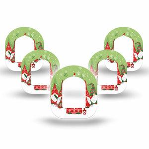 ExpressionMed Holiday Gnomies Omnipod Mini Tape 5-Pack Tape Garden Gnomes Christmas-Inspired, Adhesive Tape Pump Design