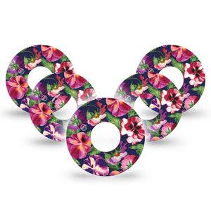ExpressionMed Flower Girl Pansies Infusion Set Tape 10-Pack Tape Shades of Pink Purple Pansy, Overlay Patch CGM Design