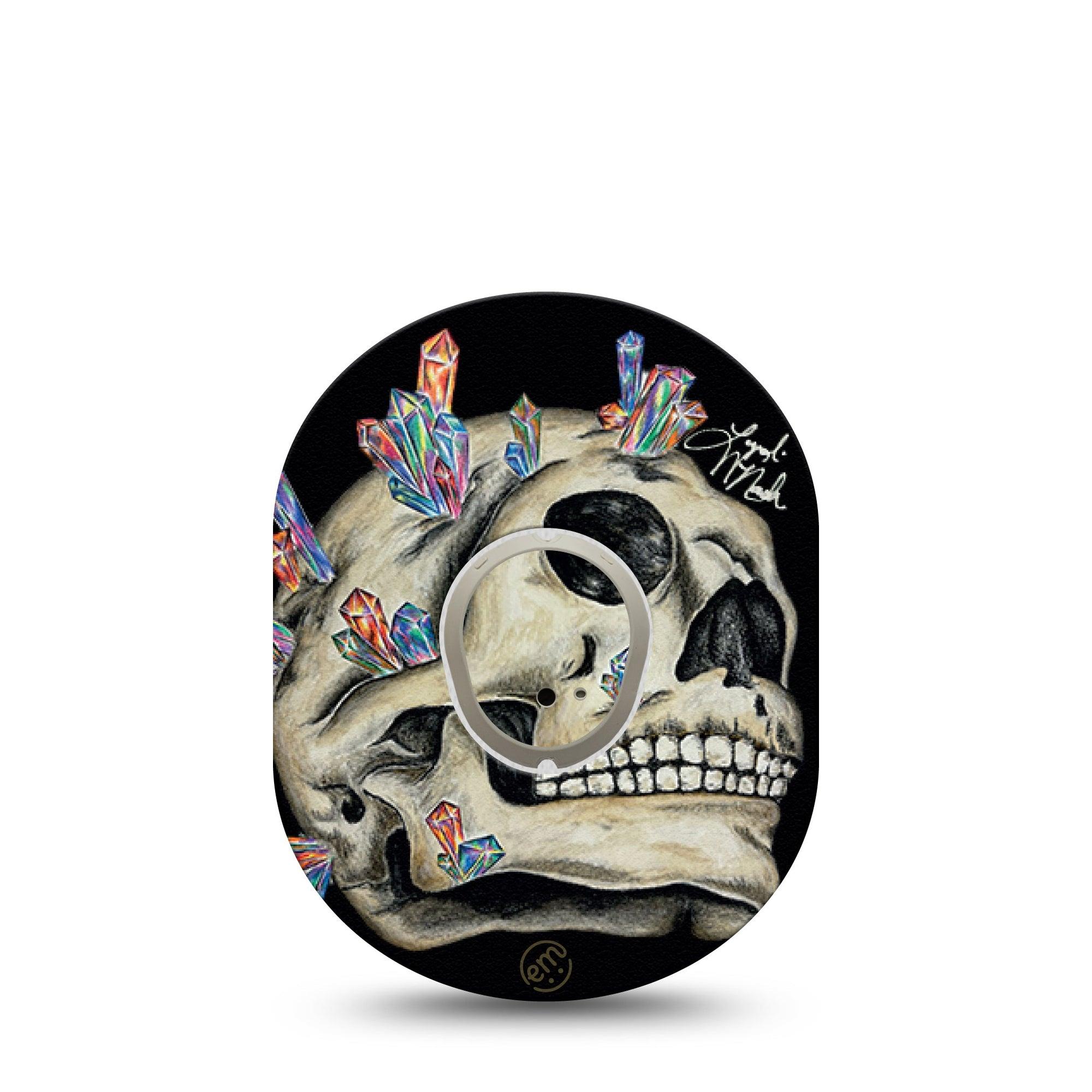 ExpressionMed Crystal Skulls Dexcom G7 Sticker and Tape Crystal Skull Ornament Vinyl Sticker and Tape Pairing Continuous Glucose Monitor Design