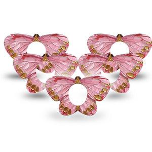 ExpressionMed Pink Paint Butterfly Dexcom G7 and Dexcom Stelo Glucose Biosensor System Butterfly, 5-Pack paint stroke design Adhesive Tape for Continuous Glucose Monitor