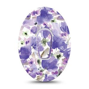 ExpressionMed Italian Blooms Dexcom G6 Sticker and Tape Amethyst Watercolor Painted Garden Vinyl Sticker and Tape Design CGM Design