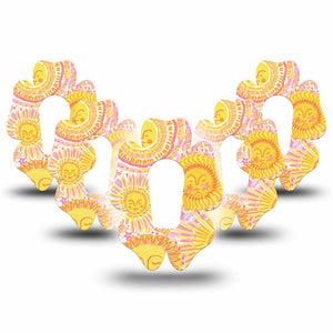 ExpressionMed Bright Sunshine Dexcom G6 Flower, 5-Pack sunny floral pattern Plaster for Continuous Glucose Monitor