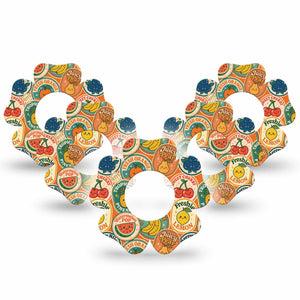 ExpressionMed Fruit Stickers Freestyle Libre, Libre 2 Plus, and Abbott Lingo Flower, 5-Pack Retro fruits Sensor Cover for Continuous Glucose Monitor