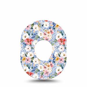 ExpressionMed Petal Breeze Dexcom G7 and Dexcom Stelo Glucose Biosensor System, Single Tape Tiny florals Fixing Ring Patch for CGM