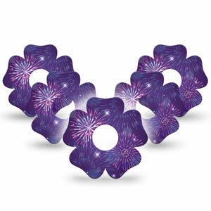 ExpressionMed New Years Celebration Freestyle Libre 3 Flower Shape Tape 5-Pack Tape January 1st 2025 Fireworks, Plaster CGM Design