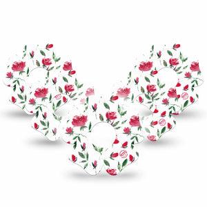 ExpressionMed Rose Garden Freestyle Libre 3 and Libre 3 Plus Flower Shape Tape 5-Pack Tape Pink Roses, Overlay Tape CGM Design