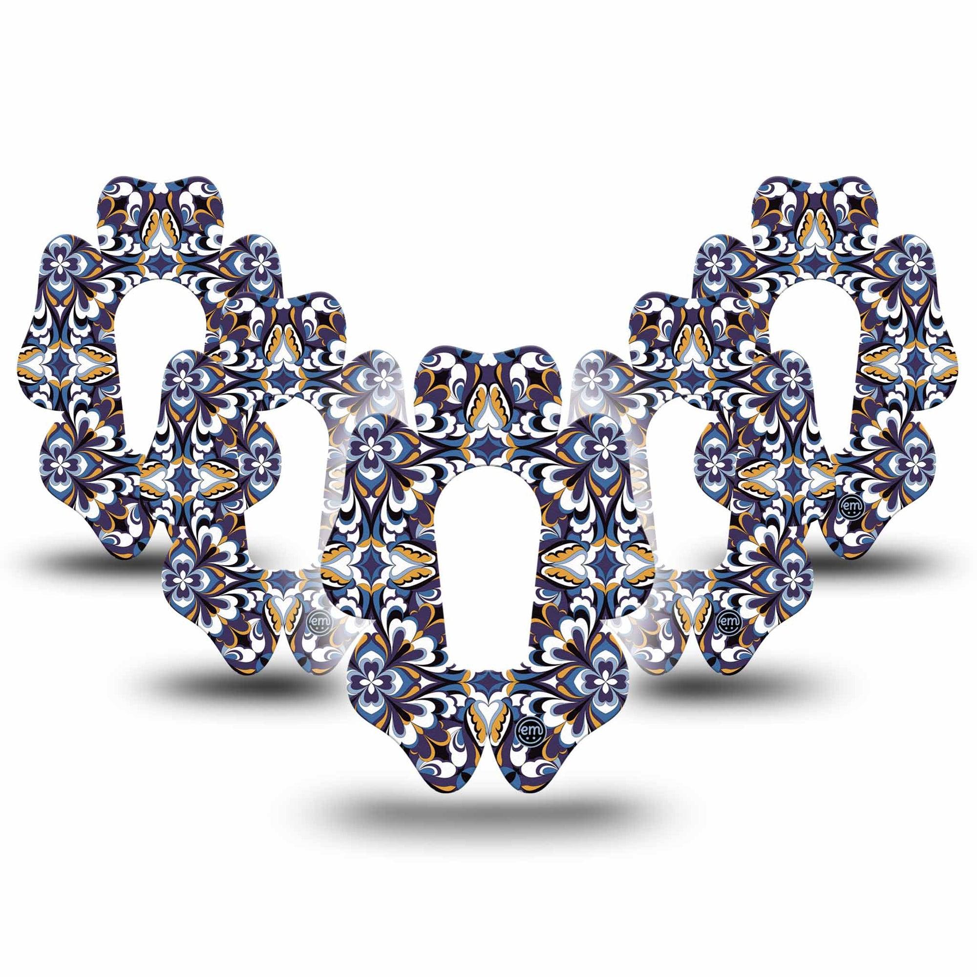 ExpressionMed Moroccan Tile Dexcom G6 Flower Shape Tape 5-Pack Tape Cultural Design, Adhesive Patch Continuous Glucose Monitor Design