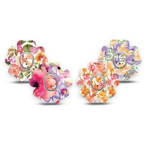 ExpressionMed Blooming Radiance Variety Pack Dexcom G7 Flower Shape Tape, Dexcom Stelo Glucose Biosensor System, 4-Pack Tape and 4-Pack Sticker Variety Orange Pink Flowers, Plaster CGM Design