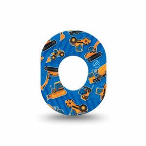 ExpressionMed Construction Trucks Dexcom G7 Mini Tape, Dexcom Stelo Glucose Biosensor System, Single Tape Cartoon Trucks, Patch Continuous Glucose Monitor Design