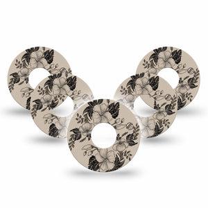 ExpressionMed Low Tide Freestyle Libre 3 and Libre 3 Plus, 5-Pack Subtle floral design Sensor Decoration for CGM