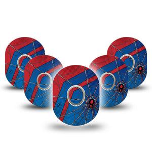 ExpressionMed Spider Man Dexcom G7 Tape, Dexcom Stelo Glucose Biosensor System, 5-Pack Tape and 5-Pack Sticker Marvel Spiderman, Overlay Tape CGM Design