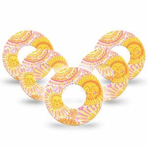 ExpressionMed Bright Sunshine Freestyle Libre, Libre 2 Plus, and Abbott Lingo, 5-Pack sunny floral pattern Decorative Patch for Continuous Glucose Monitor